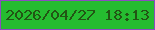 文字の大きさ：2、枠の色：8b4cc0、背景の色：25bc30、文字の色：225514 無料ブログパーツのブログ時計