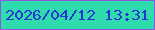 文字の大きさ：2、枠の色：8b56e2、背景の色：2edbac、文字の色：2933d4 無料ブログパーツのブログ時計