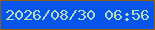 文字の大きさ：4、枠の色：8b5e10、背景の色：0855eb、文字の色：b4dcbb 無料ブログパーツのブログ時計