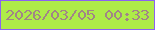 文字の大きさ：1、枠の色：8b63f1、背景の色：aeec48、文字の色：a18587 無料ブログパーツのブログ時計
