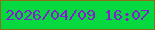 文字の大きさ：5、枠の色：8b6f16、背景の色：06d840、文字の色：841cd0 無料ブログパーツのブログ時計