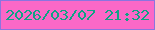 文字の大きさ：1、枠の色：8b74df、背景の色：fb68c7、文字の色：0fa384 無料ブログパーツのブログ時計