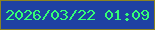 文字の大きさ：1、枠の色：8b8322、背景の色：1e41a3、文字の色：34fc76 無料ブログパーツのブログ時計