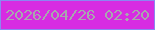 文字の大きさ：3、枠の色：8b86f1、背景の色：d72ce2、文字の色：a8a7ae 無料ブログパーツのブログ時計