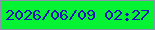 文字の大きさ：3、枠の色：8b93aa、背景の色：06f334、文字の色：2112bb 無料ブログパーツのブログ時計