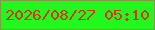 文字の大きさ：2、枠の色：8b9648、背景の色：22f71e、文字の色：d23615 無料ブログパーツのブログ時計