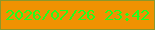 文字の大きさ：5、枠の色：8b982a、背景の色：ef9202、文字の色：22fe1c 無料ブログパーツのブログ時計