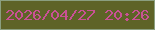 文字の大きさ：5、枠の色：8b9f80、背景の色：5e6327、文字の色：c95195 無料ブログパーツのブログ時計