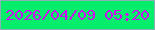 文字の大きさ：2、枠の色：8bafb7、背景の色：05ed6b、文字の色：cb11ef 無料ブログパーツのブログ時計