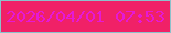 文字の大きさ：4、枠の色：8bc1cb、背景の色：f02167、文字の色：e619d5 無料ブログパーツのブログ時計