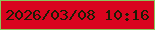 文字の大きさ：5、枠の色：8bc55c、背景の色：d9041f、文字の色：1c1d06 無料ブログパーツのブログ時計
