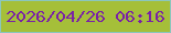 文字の大きさ：2、枠の色：8bc6bc、背景の色：a5bf39、文字の色：7a22a6 無料ブログパーツのブログ時計