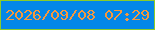 文字の大きさ：1、枠の色：8bcc2a、背景の色：0487e8、文字の色：f6983d 無料ブログパーツのブログ時計