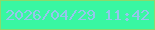 文字の大きさ：4、枠の色：8bda6b、背景の色：39f7a2、文字の色：96c5ec 無料ブログパーツのブログ時計