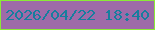 文字の大きさ：4、枠の色：8bea37、背景の色：9e6ba8、文字の色：167e9e 無料ブログパーツのブログ時計