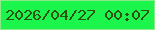 文字の大きさ：5、枠の色：8bea87、背景の色：1bf54c、文字の色：2a5410 無料ブログパーツのブログ時計