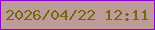 文字の大きさ：5、枠の色：8c06d1、背景の色：be9b97、文字の色：6c6b14 無料ブログパーツのブログ時計