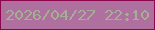 文字の大きさ：4、枠の色：8c074b、背景の色：af709f、文字の色：a4b094 無料ブログパーツのブログ時計