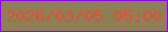 文字の大きさ：3、枠の色：8c07ef、背景の色：8e7f57、文字の色：e44e34 無料ブログパーツのブログ時計