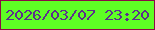 文字の大きさ：1、枠の色：8c0a45、背景の色：5efe24、文字の色：5c308c 無料ブログパーツのブログ時計