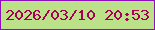 文字の大きさ：1、枠の色：8c11bb、背景の色：bbe189、文字の色：a70056 無料ブログパーツのブログ時計