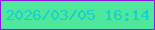 文字の大きさ：2、枠の色：8c14e6、背景の色：4fe79c、文字の色：1acecd 無料ブログパーツのブログ時計