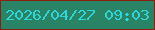 文字の大きさ：5、枠の色：8c1f10、背景の色：288465、文字の色：30d5da 無料ブログパーツのブログ時計