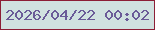 文字の大きさ：2、枠の色：8c1f36、背景の色：d0e2e0、文字の色：6a5b98 無料ブログパーツのブログ時計