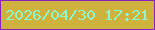 文字の大きさ：3、枠の色：8c20be、背景の色：cfb23d、文字の色：8ef7cc 無料ブログパーツのブログ時計
