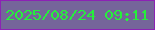 文字の大きさ：4、枠の色：8c22b4、背景の色：75659a、文字の色：26f03c 無料ブログパーツのブログ時計