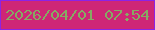 文字の大きさ：2、枠の色：8c23e5、背景の色：ce2676、文字の色：86aa63 無料ブログパーツのブログ時計