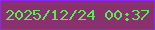 文字の大きさ：5、枠の色：8c26f2、背景の色：88316e、文字の色：58eb53 無料ブログパーツのブログ時計