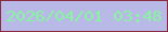 文字の大きさ：2、枠の色：8c2b3f、背景の色：b9b9e8、文字の色：87f59d 無料ブログパーツのブログ時計