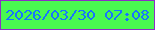 文字の大きさ：2、枠の色：8c2ec5、背景の色：49f950、文字の色：1774ff 無料ブログパーツのブログ時計