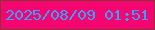 文字の大きさ：4、枠の色：8c3339、背景の色：f50570、文字の色：3a9efe 無料ブログパーツのブログ時計