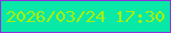 文字の大きさ：3、枠の色：8c33dc、背景の色：08e8a6、文字の色：a8ef09 無料ブログパーツのブログ時計
