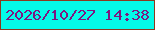 文字の大きさ：5、枠の色：8c391f、背景の色：04fae8、文字の色：7d1681 無料ブログパーツのブログ時計