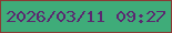 文字の大きさ：1、枠の色：8c3934、背景の色：3fac79、文字の色：5b2870 無料ブログパーツのブログ時計