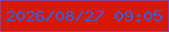 文字の大きさ：1、枠の色：8c3e9c、背景の色：d61902、文字の色：3060e1 無料ブログパーツのブログ時計