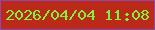 文字の大きさ：1、枠の色：8c48af、背景の色：bb2a19、文字の色：82f238 無料ブログパーツのブログ時計