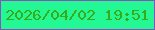 文字の大きさ：5、枠の色：8c4fbe、背景の色：23f895、文字の色：39ab16 無料ブログパーツのブログ時計