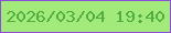 文字の大きさ：2、枠の色：8c4fd9、背景の色：a2eb7a、文字の色：52ad43 無料ブログパーツのブログ時計