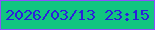 文字の大きさ：4、枠の色：8c50fc、背景の色：11c680、文字の色：2c1edc 無料ブログパーツのブログ時計