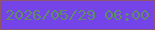 文字の大きさ：1、枠の色：8c566f、背景の色：7444e9、文字の色：608a69 無料ブログパーツのブログ時計