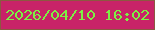 文字の大きさ：1、枠の色：8c5841、背景の色：c82368、文字の色：7cf144 無料ブログパーツのブログ時計
