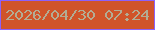 文字の大きさ：5、枠の色：8c61f9、背景の色：d0542a、文字の色：b3ac94 無料ブログパーツのブログ時計