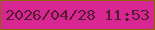 文字の大きさ：3、枠の色：8c6401、背景の色：d82793、文字の色：521d2f 無料ブログパーツのブログ時計