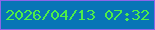 文字の大きさ：1、枠の色：8c65e8、背景の色：0775b6、文字の色：4cee49 無料ブログパーツのブログ時計