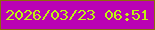 文字の大きさ：1、枠の色：8c6c0b、背景の色：ba02b5、文字の色：bef312 無料ブログパーツのブログ時計