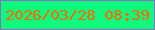 文字の大きさ：5、枠の色：8c6cc0、背景の色：0efa7e、文字の色：ff6601 無料ブログパーツのブログ時計